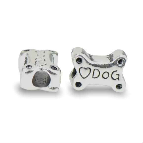 New Silver Dog Bone Pandora Type Charm For Bracelets - Picture 4 of 4